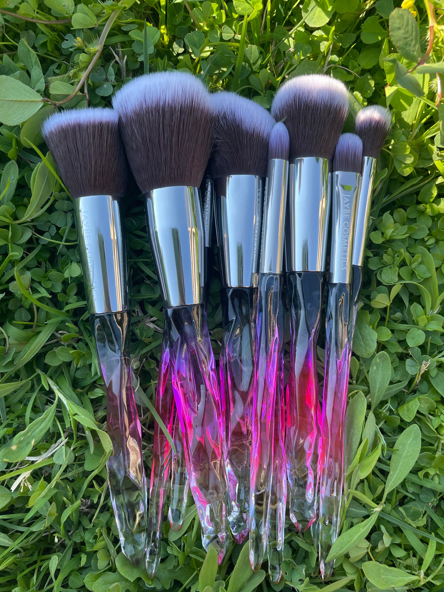 Luxury Purple Handle With Grey Brush Set